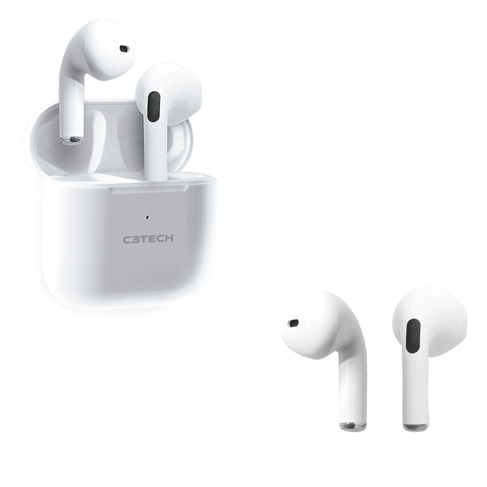 Fone de Ouvido C3Tech Sem Fio Bluetooth 5.1 EP-TWS-21WH, Branco