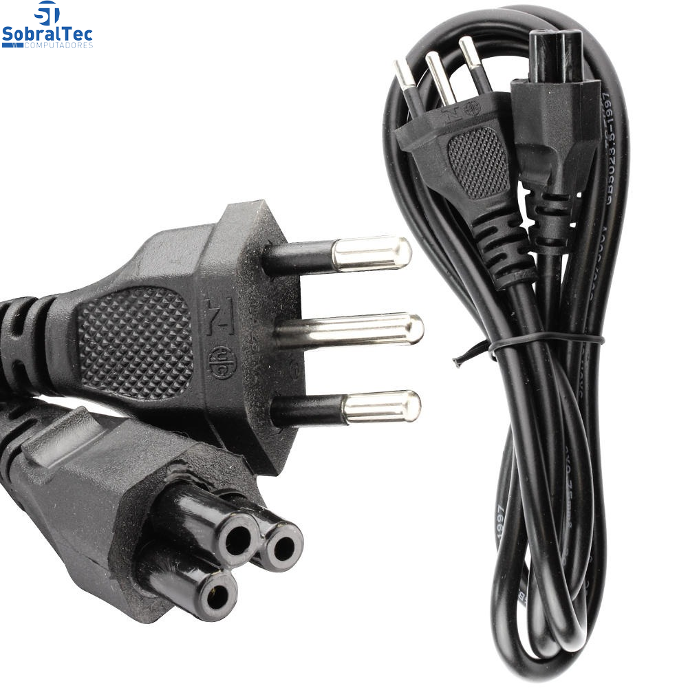 Cabo de Força Tripolar 1,20m Para Fonte de Notebook 3 Pinos
