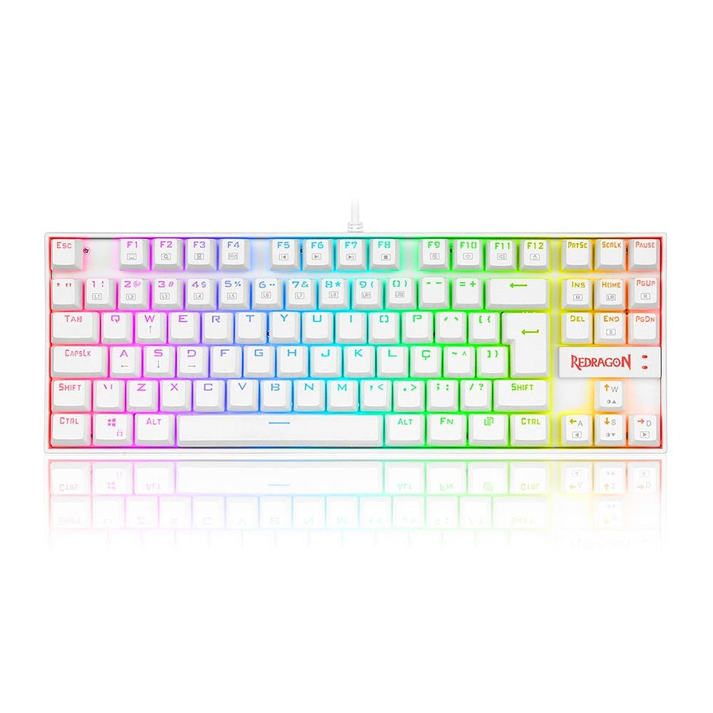 Teclado Mecânico Gamer Redragon Kumara, RGB, Switch Outemu Red, ABNT2, Branco - K552W-RGB (PT-RED