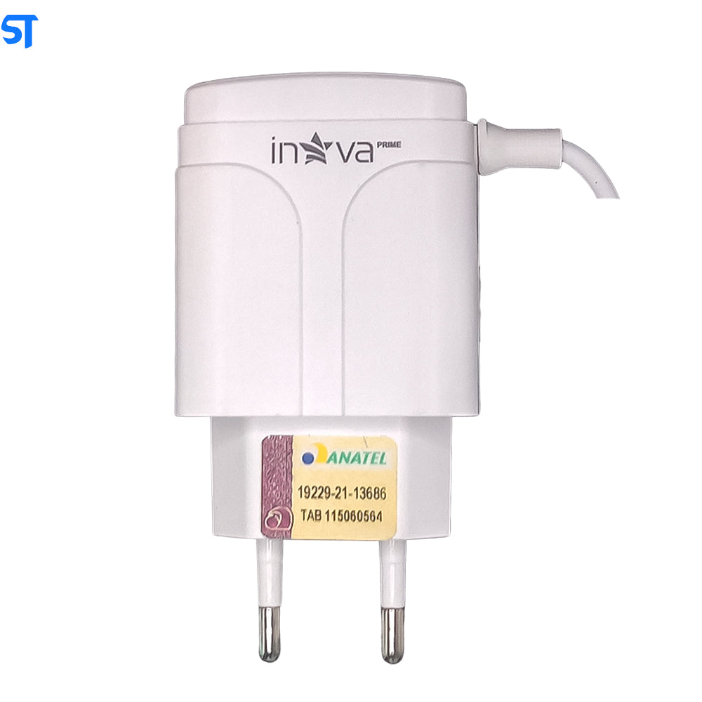 Carregador Rápido V8 Com Duas Portas USB 4.8A de Alta Potência Inova Branco - KV-G5190S