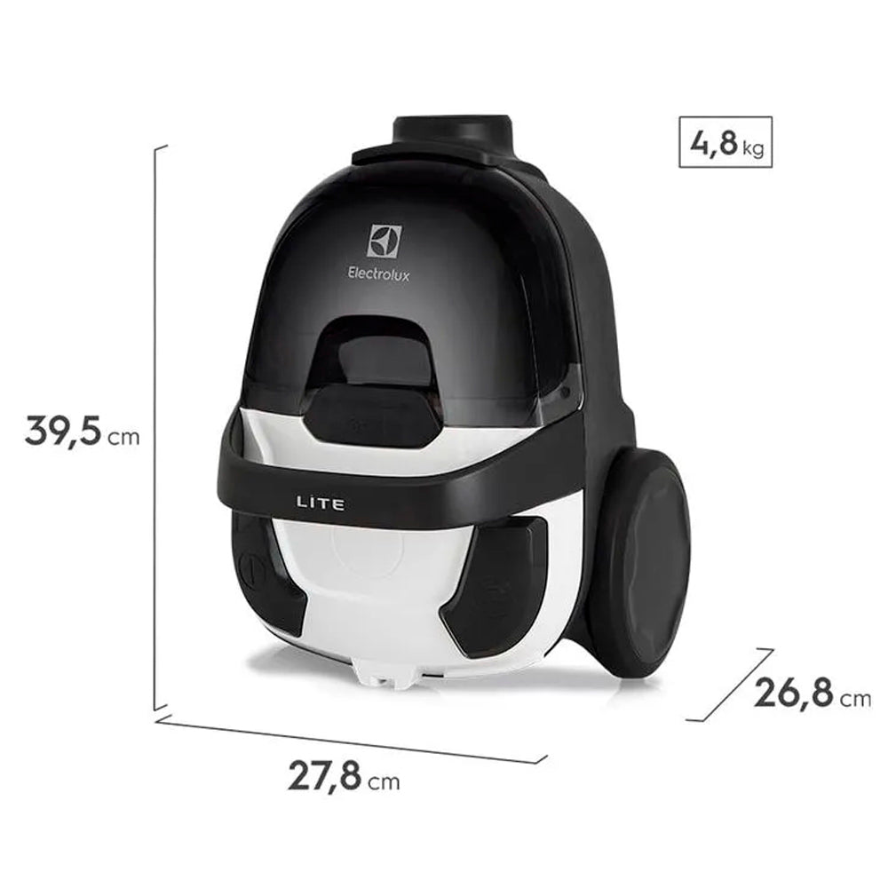 Aspirador de Pó Sem Saco Electrolux 1400W Silencioso Compacto Bocal Sstofados, Retratil LIT31 Preto e Branco 220v