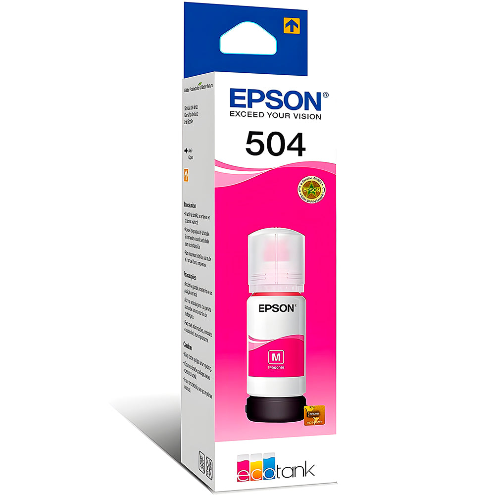 Refil de Tinta Epson Vermelho 504 Original T504 Para Ecotank L4150 / L4160 / L4260 / L6171 / L6161 / L6191