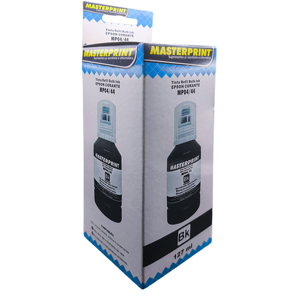 Refil de Tinta Epson Corante 504/544 BK Preto, 127ML, Masterprint, Para Ecotank L4150 / L4160 / L4260 / L6171 / L6161