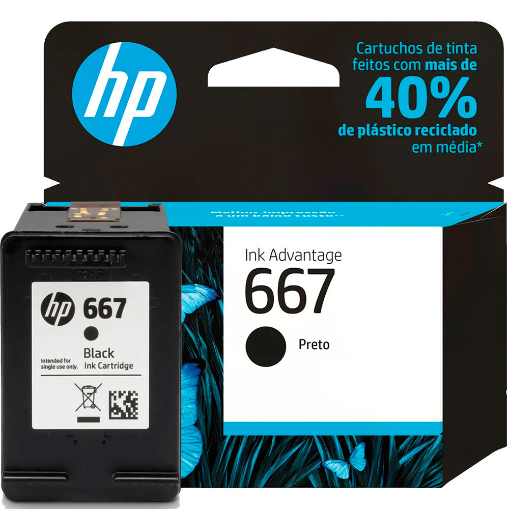 Cartucho HP 667 Preto Original 3YM79AB Para HP Deskjet 2376 2776 6476 5076 5276