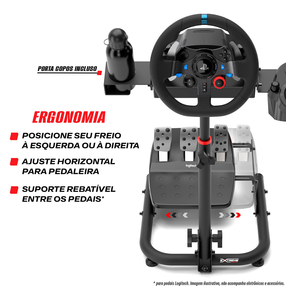Suporte para Volante Simulador Extreme Simracing SPRO V3, Compatível com Logitech G27, G29, G920 e G923, Preto