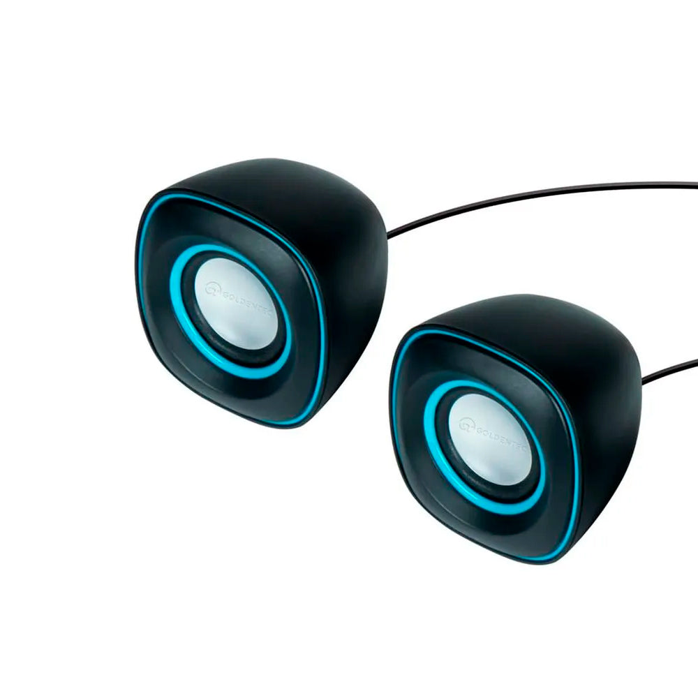 Caixa de Som USB Goldentec GT Sound 2.0 RMS 6W, Controle de Volume, Preto/Azul