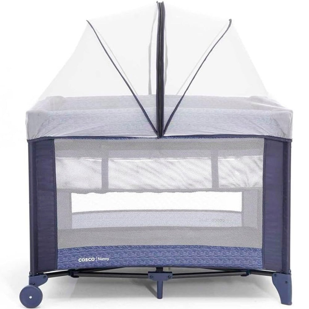 Berço Portátil Cosco Nanny 2 Níveis de Altura - de 0 a 18kg, Azul Rajado