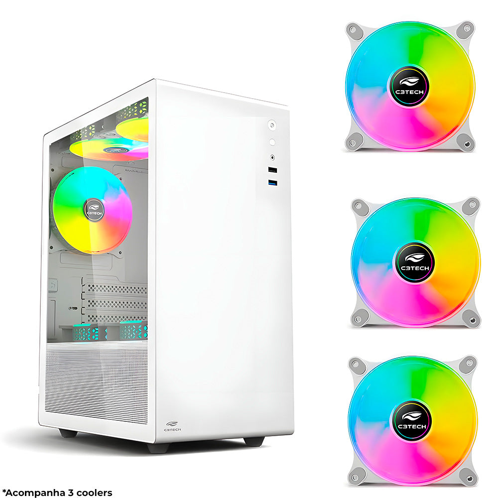 Computador Gamer i5-8400, RAM 16GB, SSD 512GB, Placa de Vídeo RX5500XT-8 GB, Fonte 600w 80 Plus, Gab Com 3 Cooler, Win11