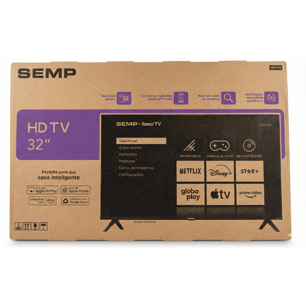 Smart TV 32" Semp Roku TV HD LED 32R6610 Wi-Fi USB 3 HDMI Bivolt