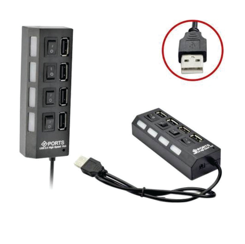 Hub Usb 2.0 Com 4 Portas Suporta 500gb -Knup- Hb-T63