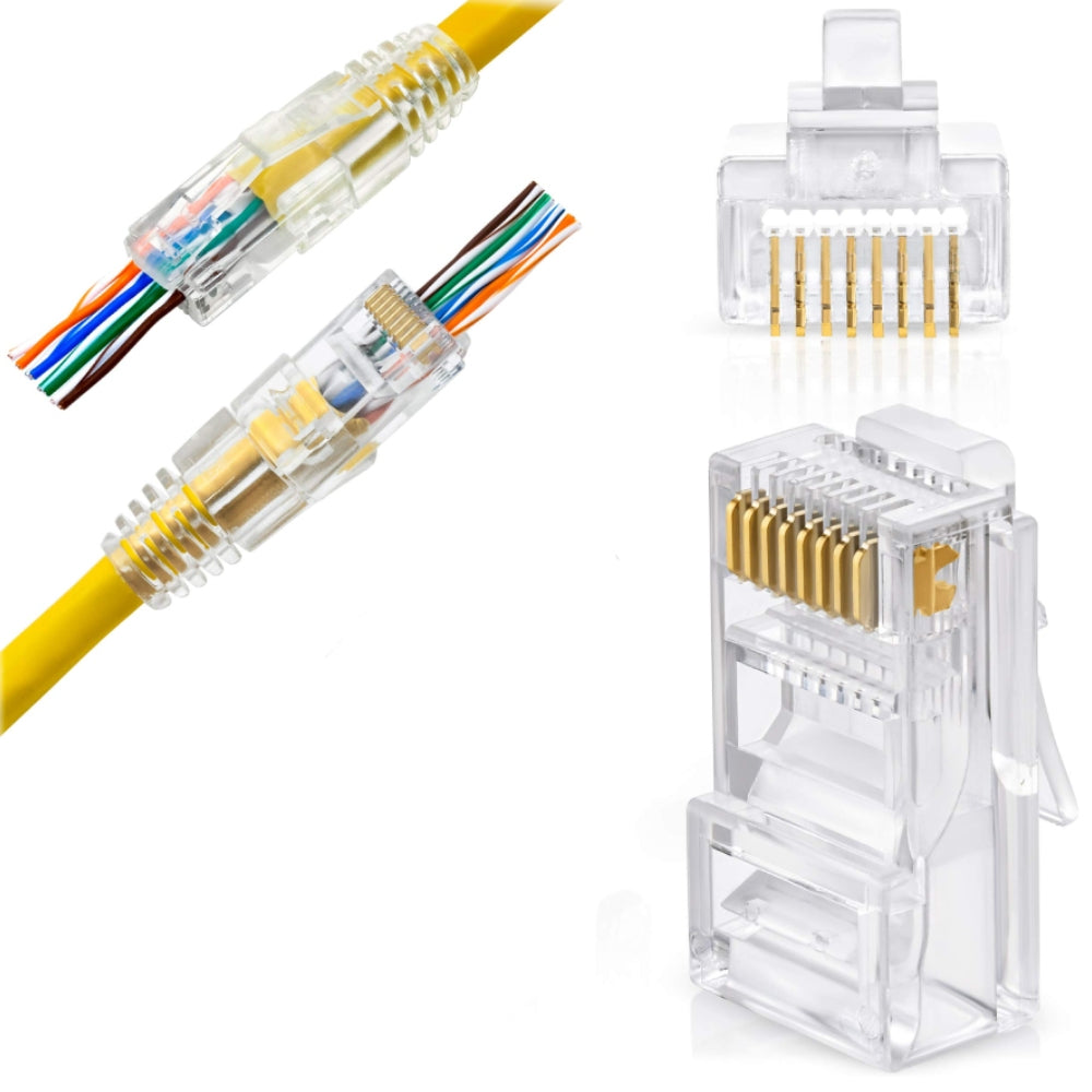 Kit Conector Modular RJ45 Cat6 Wurth 50 Unidades, Contatos Banhados a Ouro 18µm