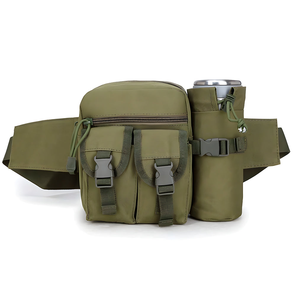 Bolsa de Cintura, Masculina, Pochete Militar, Para Viagens, Com Suporte Para Garrafa De Água, Nylon, Verde