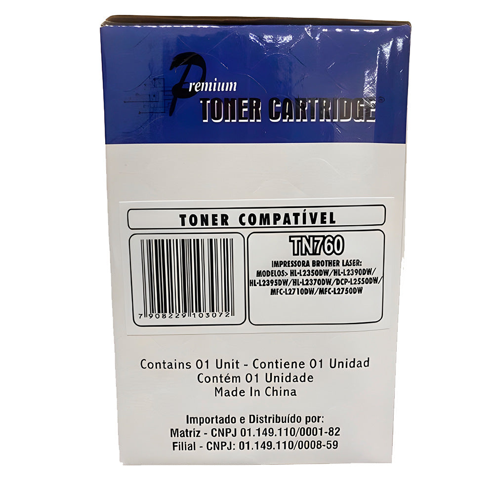 Toner Compatível Brother TN760, TN730, Para HLL2350 HLL2370 MFCL2730, 3K, Premium