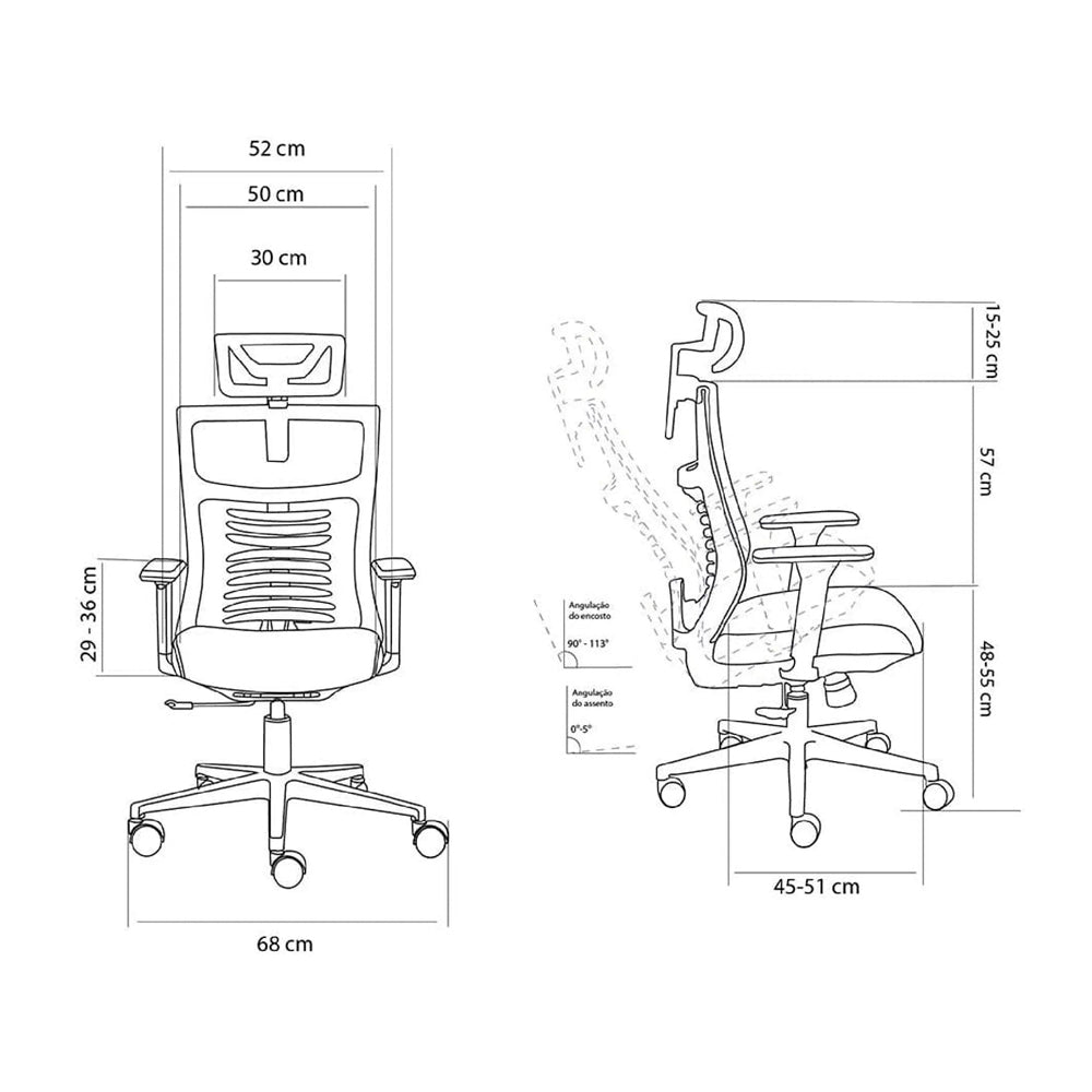 Cadeira Ergonômica Elements Vertta Pro Preta, Full Mesh, Ajuste 3D, Reclinação 150°, Suporte Lombar, BIFMA