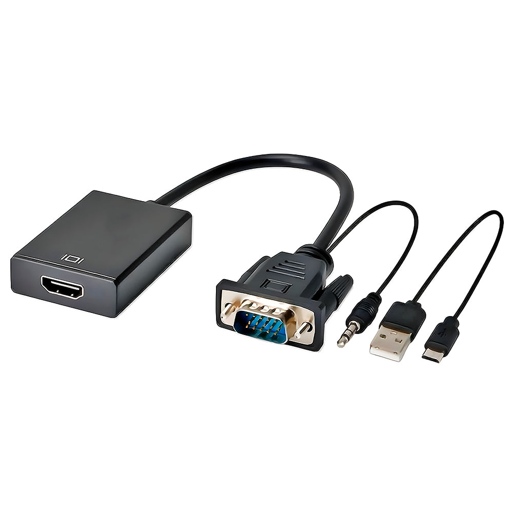 Cabo Conversor VGA Para HDMI Com Áudio e Vídeo 1080P - Preto