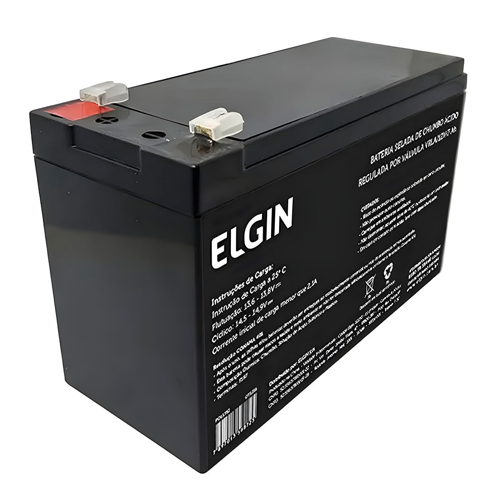 Bateria Para Nobreak 12V, 7Ah Selada, Elgin ELE000000082293, Chumbo, VRLA