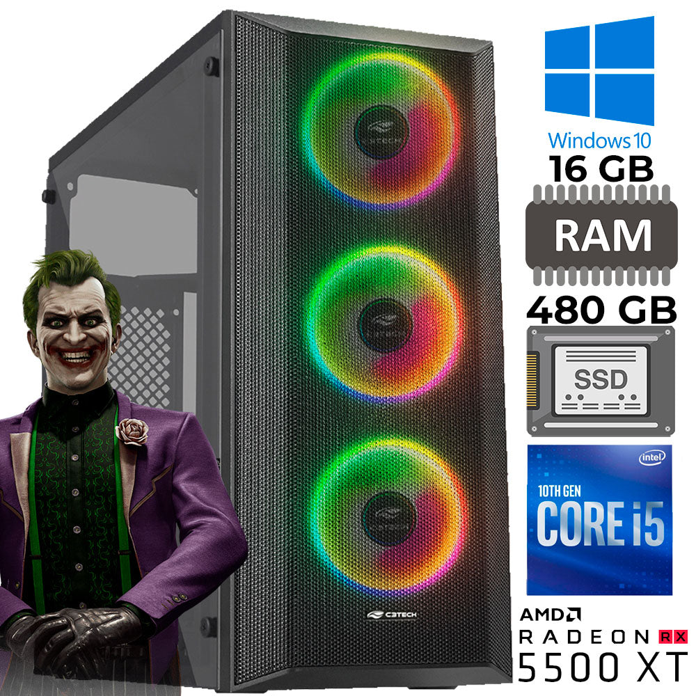 Computador Gamer i5-10700F -Gigabyte H470M - RAM 16GB - SSD 480GB - Placa de Vídeo RX5500 XT - Fonte 750w - Win 10