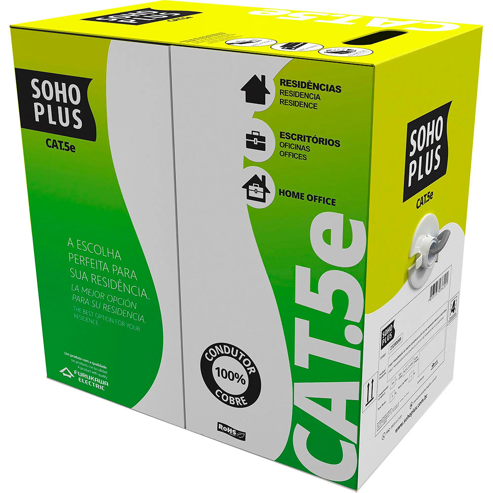 Caixa Cabo de Rede Sohoplus Furukawa U/UTP CAT.5e 24AWGX4P ROHS - Cinza