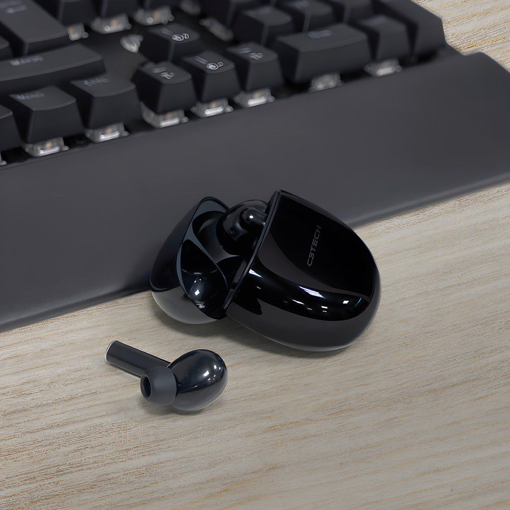 Fone de Ouvido C3Tech Sem Fio, Intra-Auricular, Bluetooth 5.1, Com Função Touch, EP-TWS-60BK - Preto