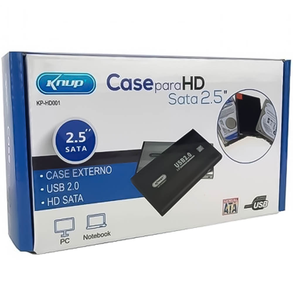 Case para HD Notebook Usb 2.0 Sata 2.5 KP-HD001 Knup