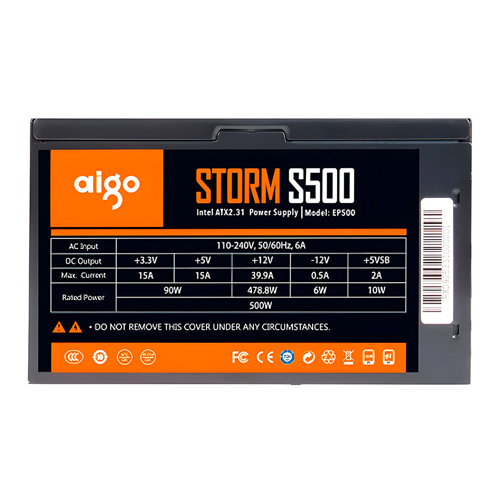 Fonte ATX Gamer 500W, 80 Plus White, Aigo Darkflash Storm S500, DF-STORM-S500