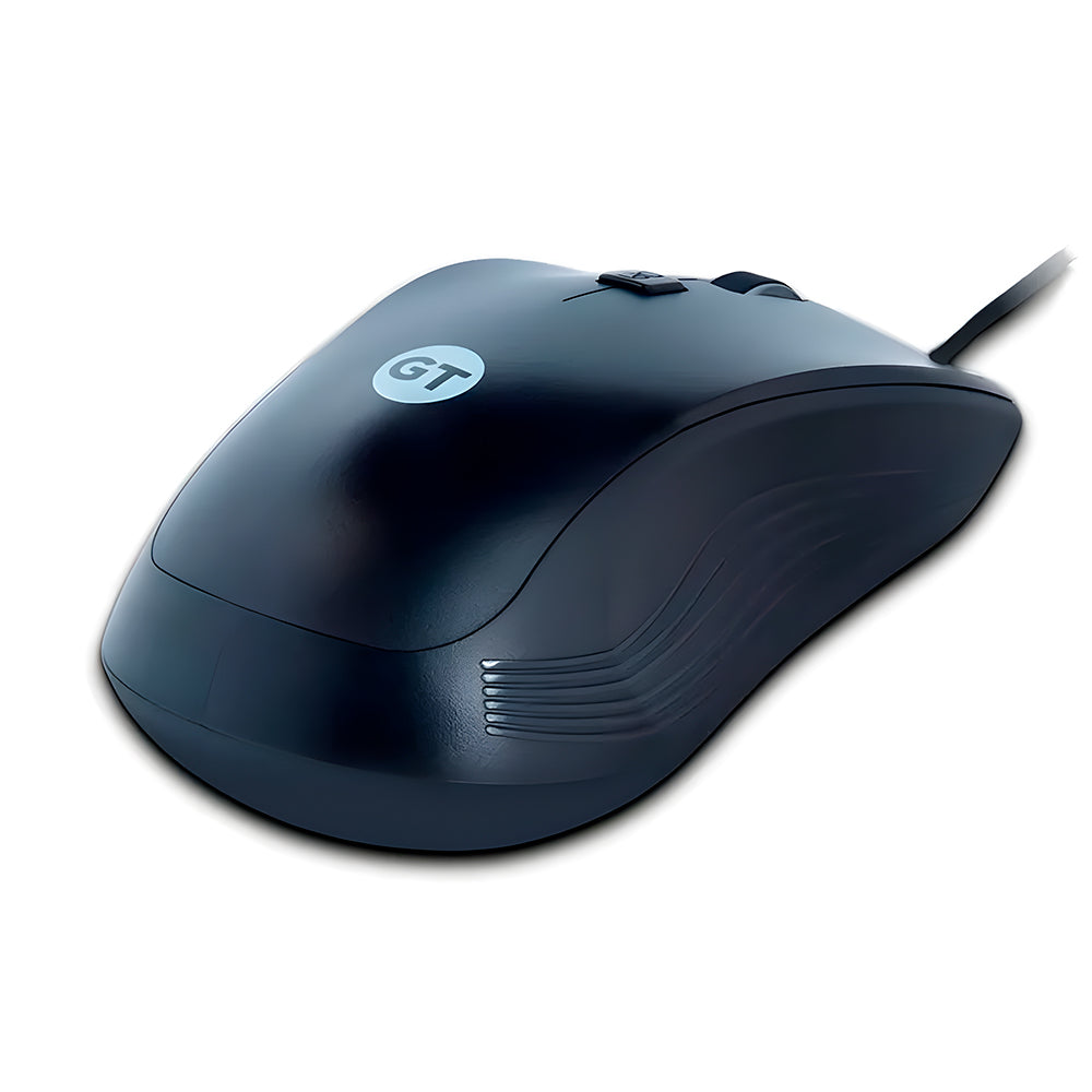 Mouse Óptico Ambidestro, GT Business, 1.200DPI, USB, Cabo 1.50Mt, Emborrachado, Preto