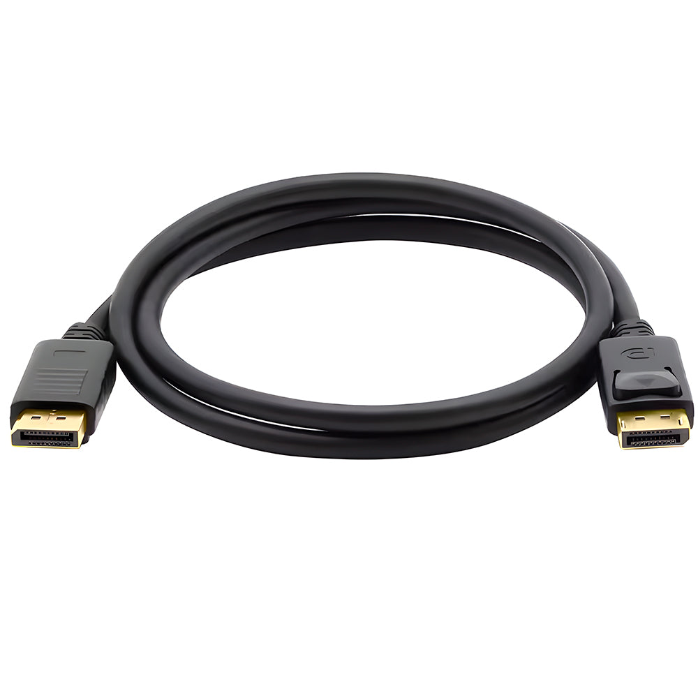 Cabo Displayport (Macho) Para Displayport (Macho) 4K, Cabo 1.8 Metros, Banhado a Ouro, Preto