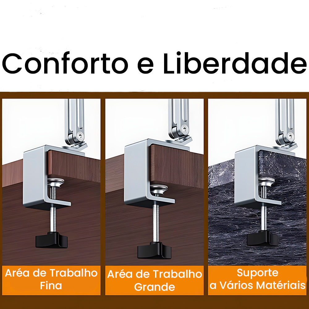 Suporte Smartphones e Tablets Com Braço Articulado Para Mesa - Cinza