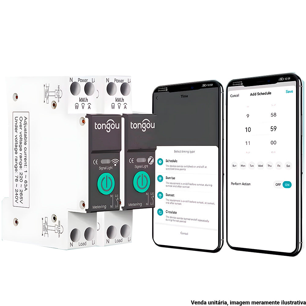 Disjuntor Inteligente 25A, Zigbee 3.0, Compativel Com Google Assistant e Alexa, Com Medição, TO-Q-SY1-JZT