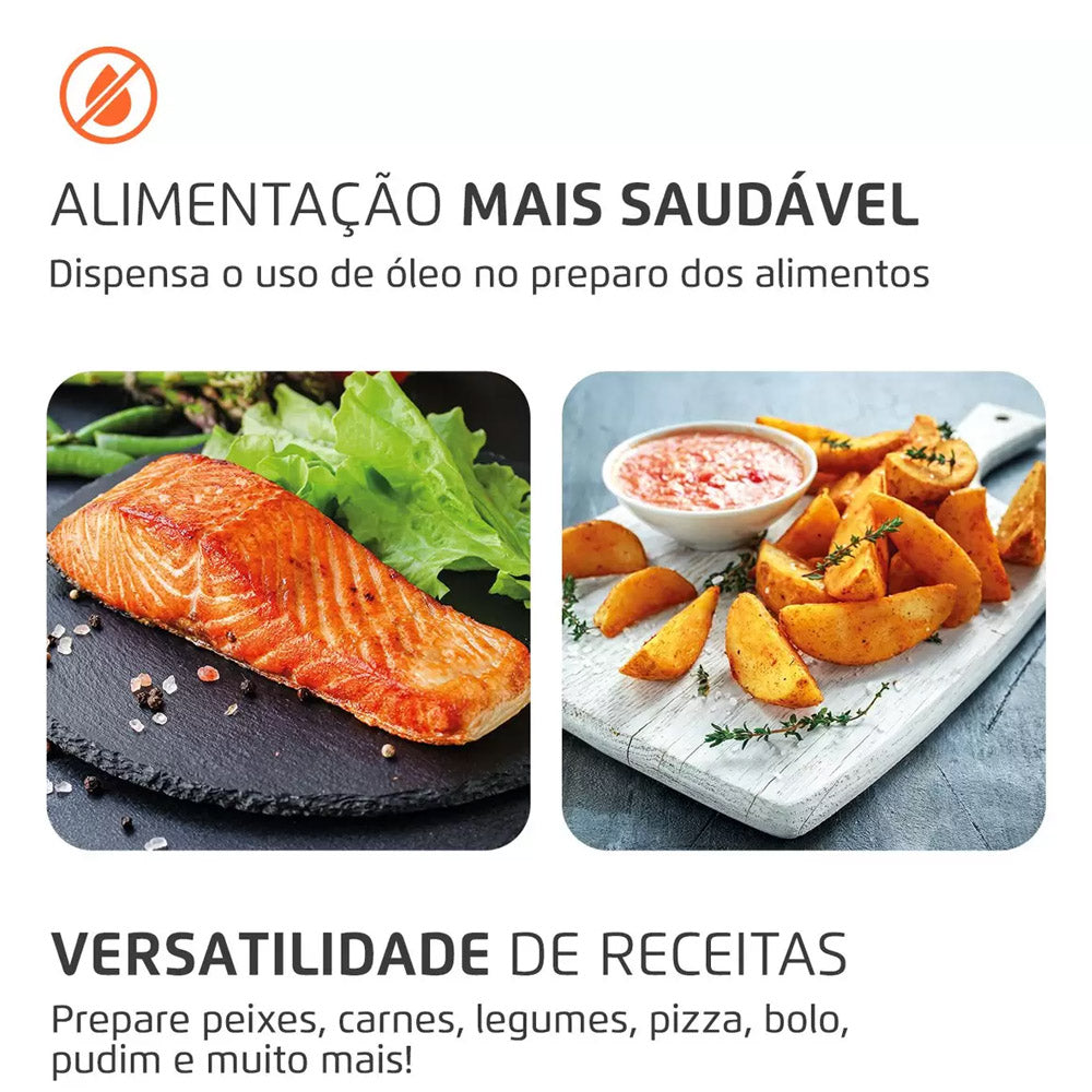 Air Fryer Fritadeira e Forno Elétrica Sem óleo Mondial - AFO-12L-BI Oven Preta 12 Litros