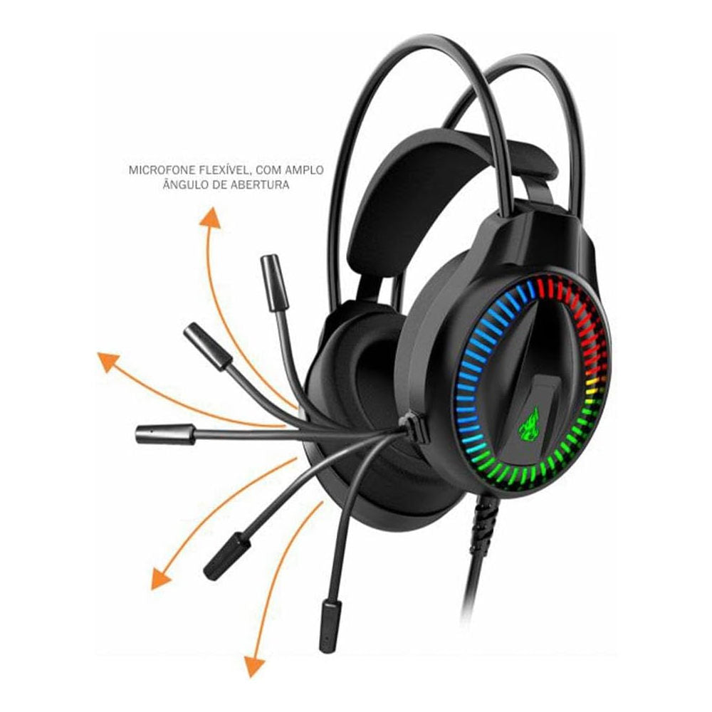 Fone Gamer Gaming Master AR89, Drivers 55mm, Microfone Integrado, 20Hz–20kHz, USB, 32Ω, Headset para PC