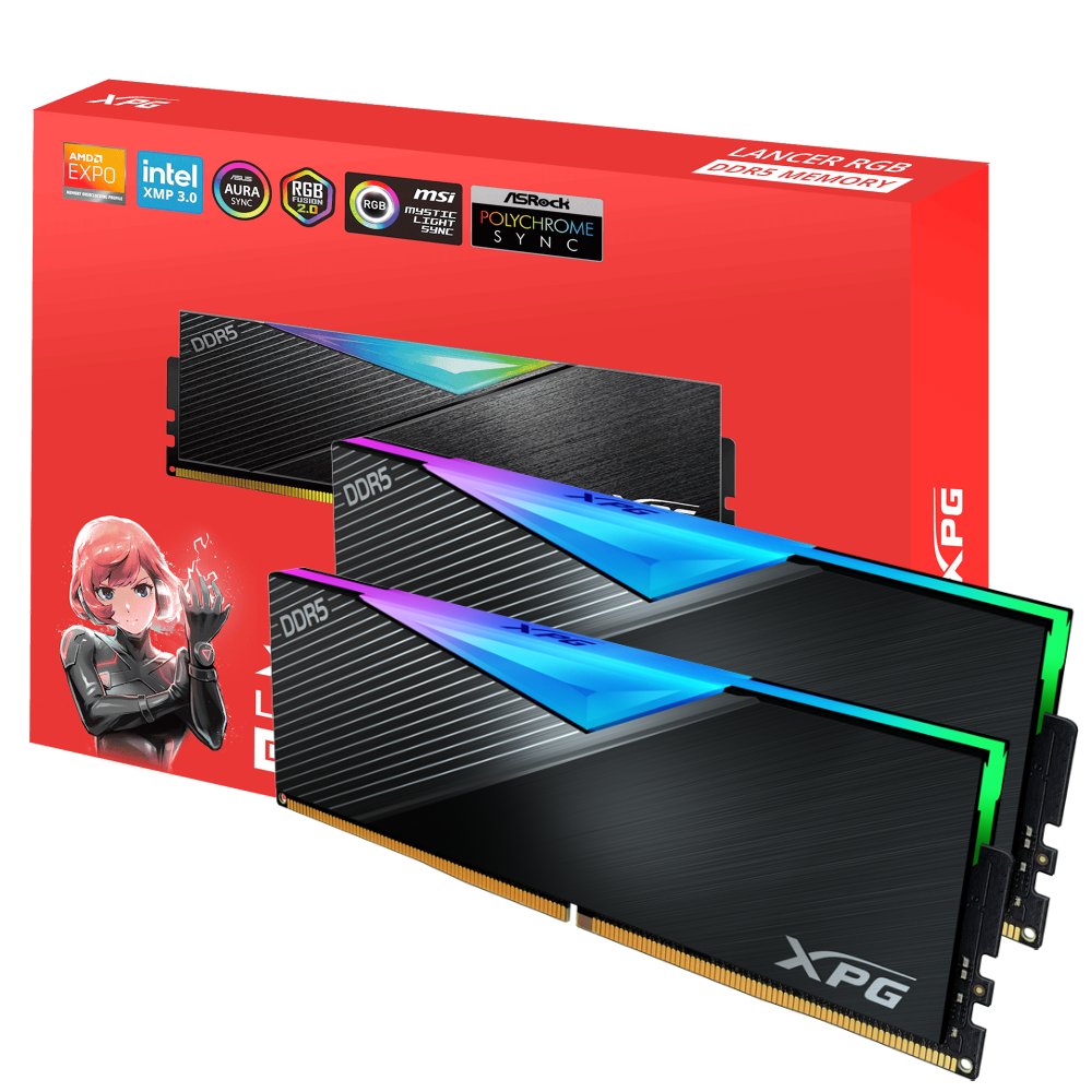 Memória RAM XPG Lancer RGB 32GB DDR5 6000MHz CL30 Kit 2x16GB AX5U6000C3016G-DCLARBK
