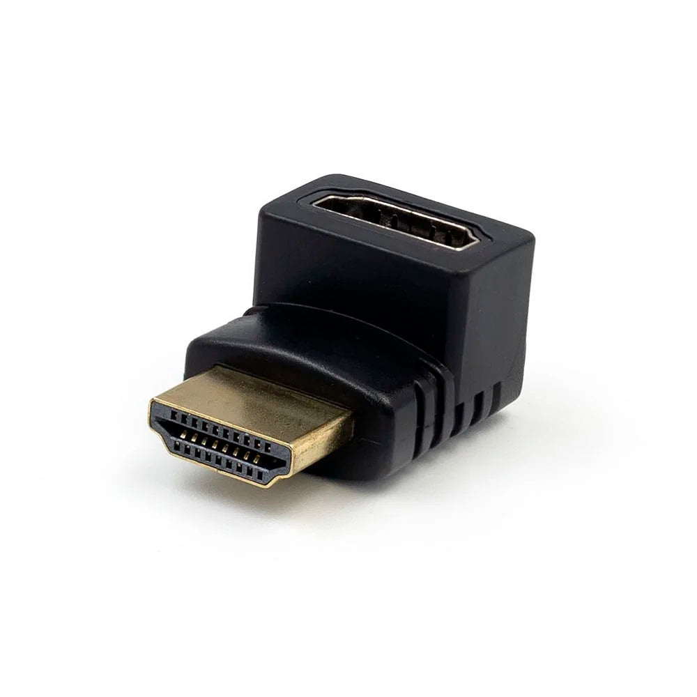 Adaptador HDMI Fêmea Para HDMI Macho 90° Graus em L , Fixo - Preto