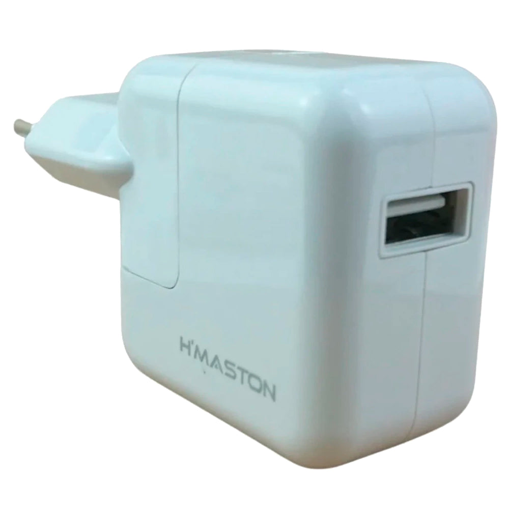 Fonte Carregador 12W, Saída USB, Com Cabo USB Para Lightning, H'Maston, CB02, Branco