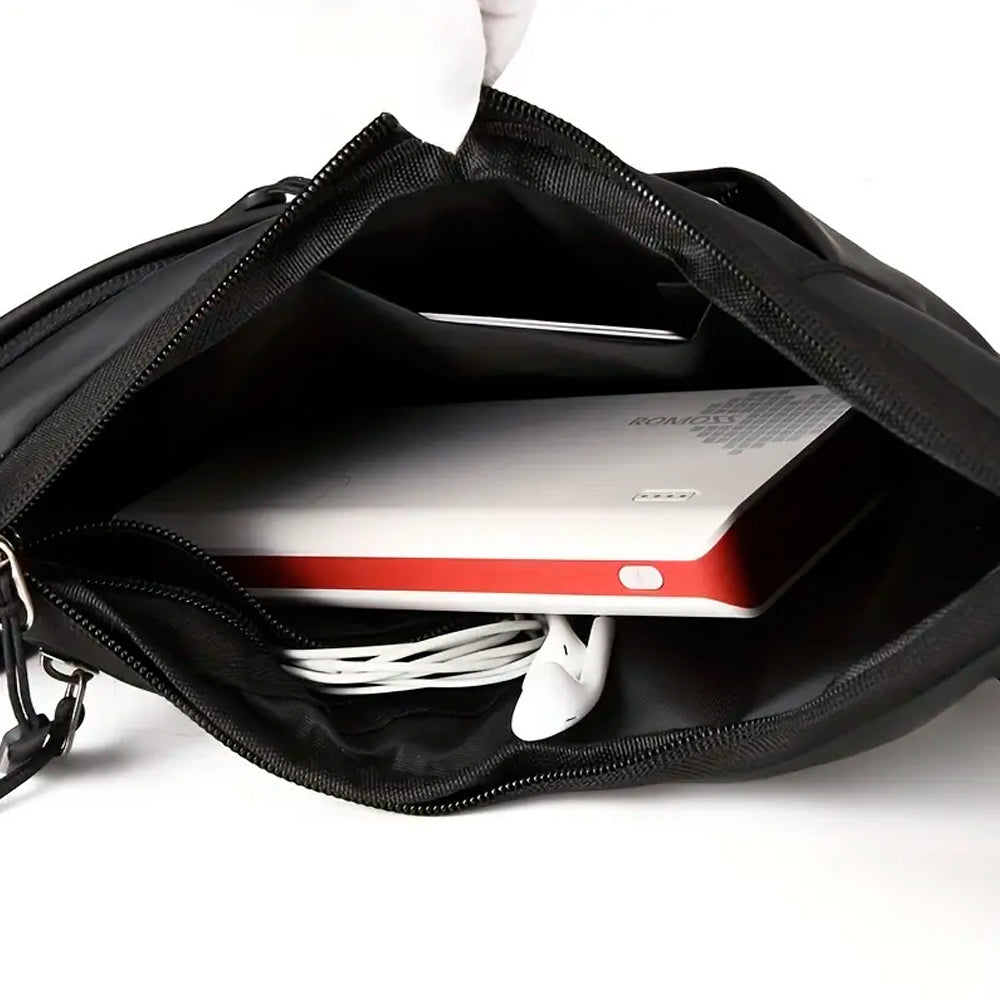 Bolsa Transversal, Slim Bag, 3 Bolsos, Peito E Ombro. Unissex, Resistente e Elegante - Cinza