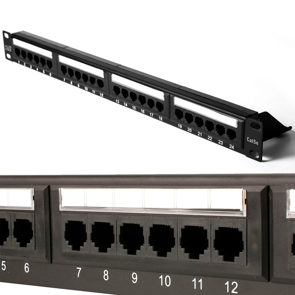 Patch Panel CAT5E 24 Portas Sem Guia LA-P524 PlusCable - Preto
