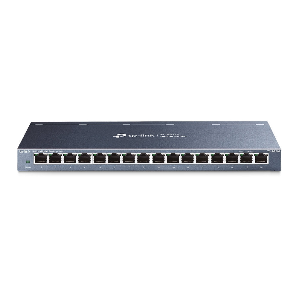 Switch 16 Portas TP-Link TL-SG116 Gigabit 10/100/1000 Auto-MDI/MDIX Aço