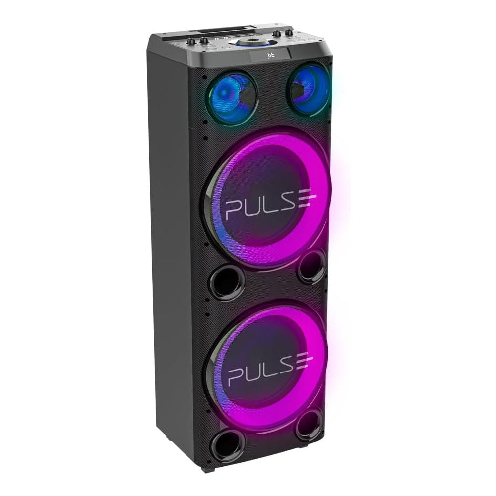 Caixa de Som Pulse SP508, Torre Double 12", 2300W RMS, Bluetooth, USB, Iluminação LED, Rádio FM – Preto
