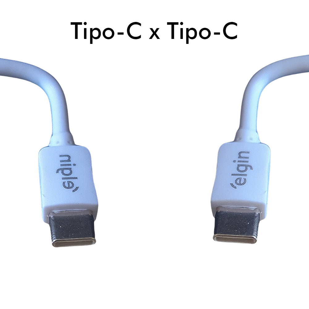 Cabo USB TIPO-C Para TIPO-C, 1 Metro, Branco, Elgin-46RCTIPOCTPC