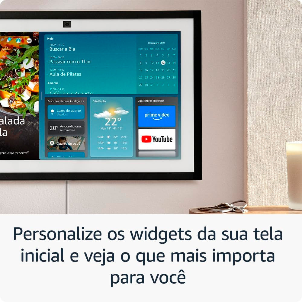 Echo Show 15, Smart Display Full HD 15,6”, Alexa Integrada, Experiência Fire TV, Com Controle Remoto Por Voz