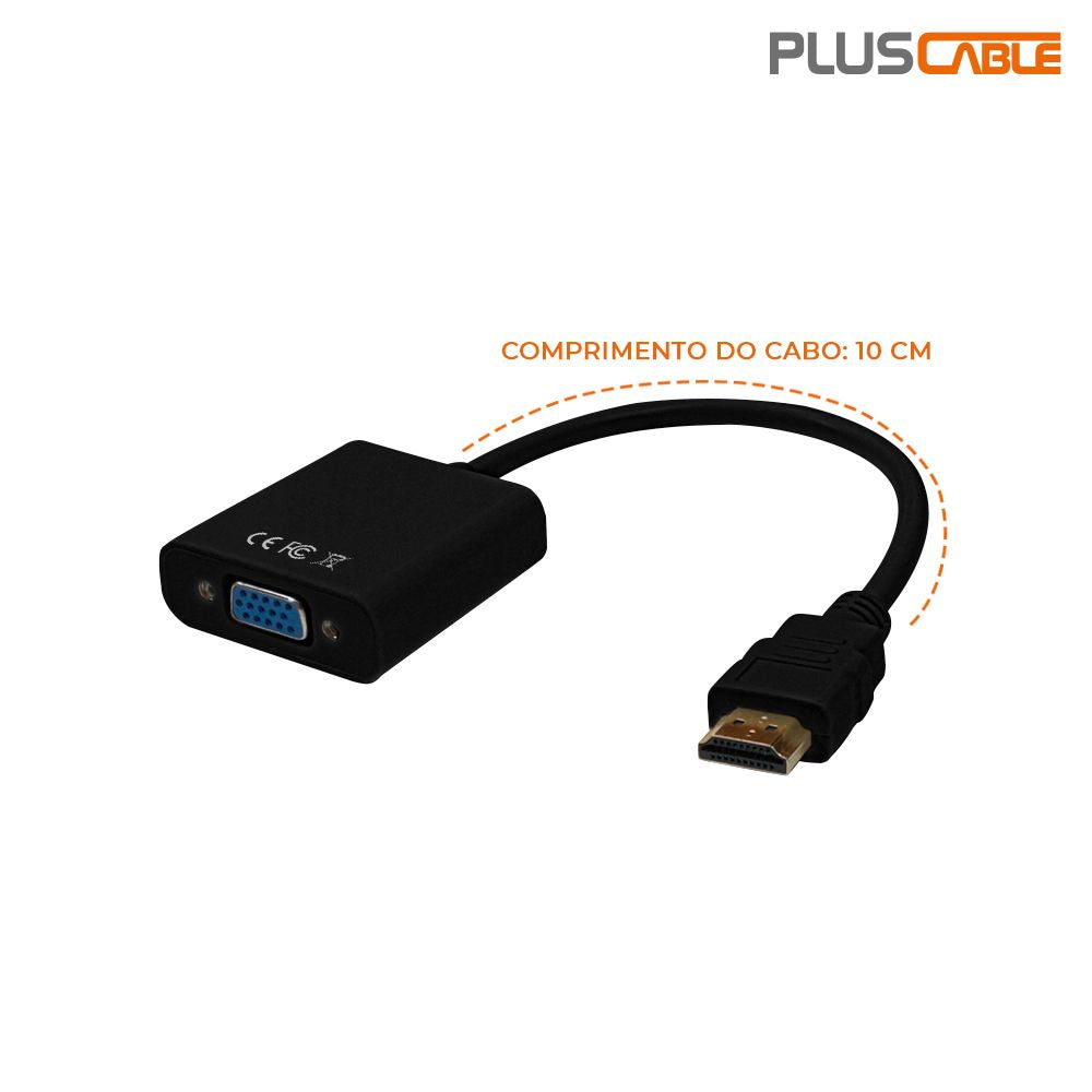 Cabo Adaptador Hdmi Vga P2 PlusCable- Adp-hdmivga20bk Pc
