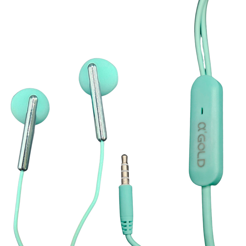 Fone De Ouvido Stereo, Super Bass, com Microfone, Entrada 3.5mm, Fio 1.3 Metros, A'Gold, FN-A10 - Verde