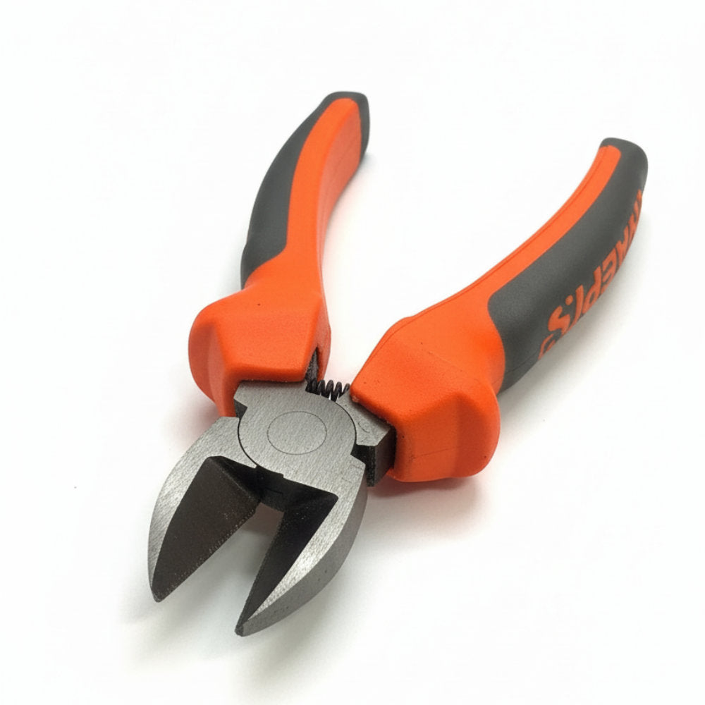 Alicate de Corte Diagonal, Polido, 8 Polegadas, Cabo Emborrachado, Laranja