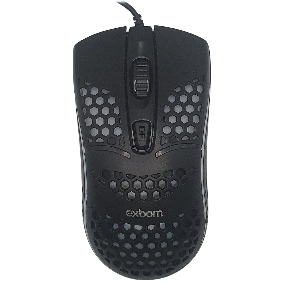 Mouse Gamer Colmeia USB, 1.600 DPI, LED RGB Multicores, Ultra Leve, Preto, Exbom - MS-C32