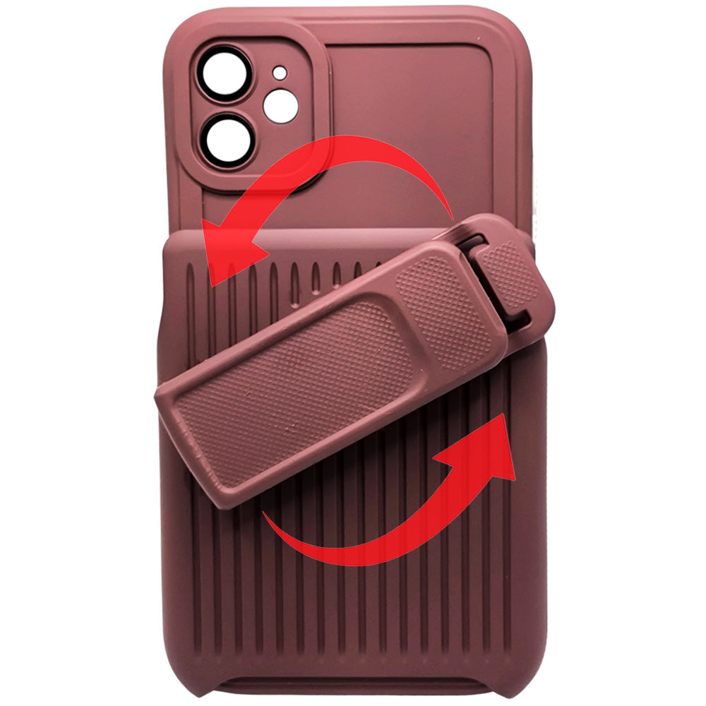 Capa Resistente Para iPhone 11, Com Suporte Clip, Anti-Impacto, Marrom