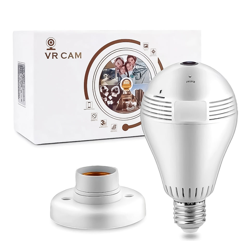 Camera de Segurança IP Lâmpada Espiã 360° V380 V380 Pro Panorâmica Com Infravermelho - VRCAM