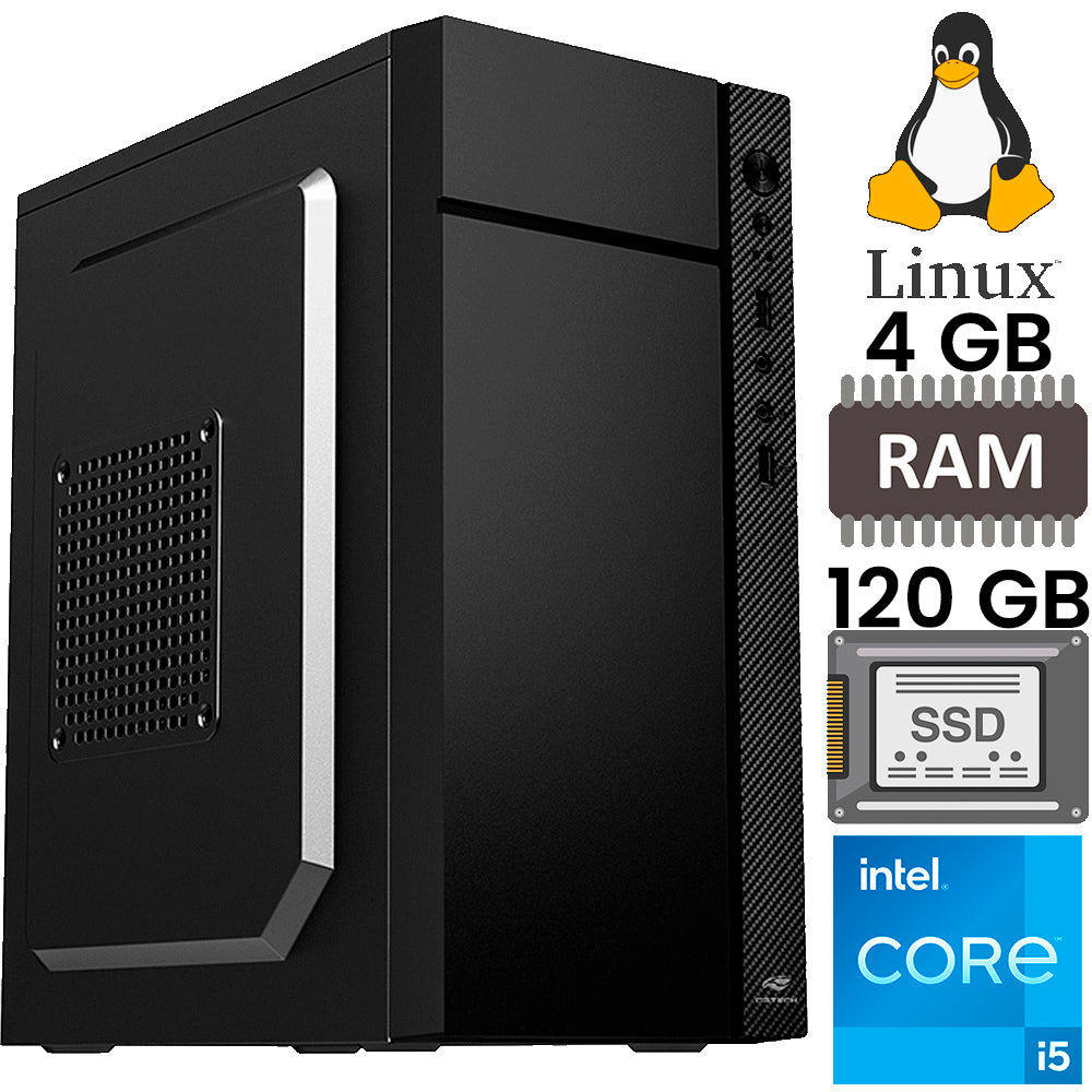 Computador Core i5-2500S, Memória RAM 4GB, SSD 120GB, Gt-H61 Com Slot M2, Rede Gigabit, MT34BK, Linux, MousePad Brinde