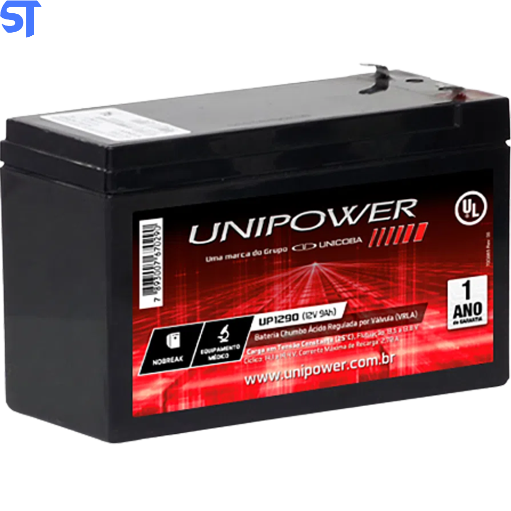 Bateria Para Nobreak Selada VRLA 12V 9,0ah F187 UP1290 – Unipower
