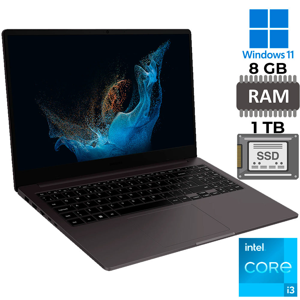 Notebook Samsung Galaxy Book 2 Intel Core i3-1215U, Windows 11 Home, 8GB, 1TB SSD, 15.6" Full HD LED NP550XED-KT4BR