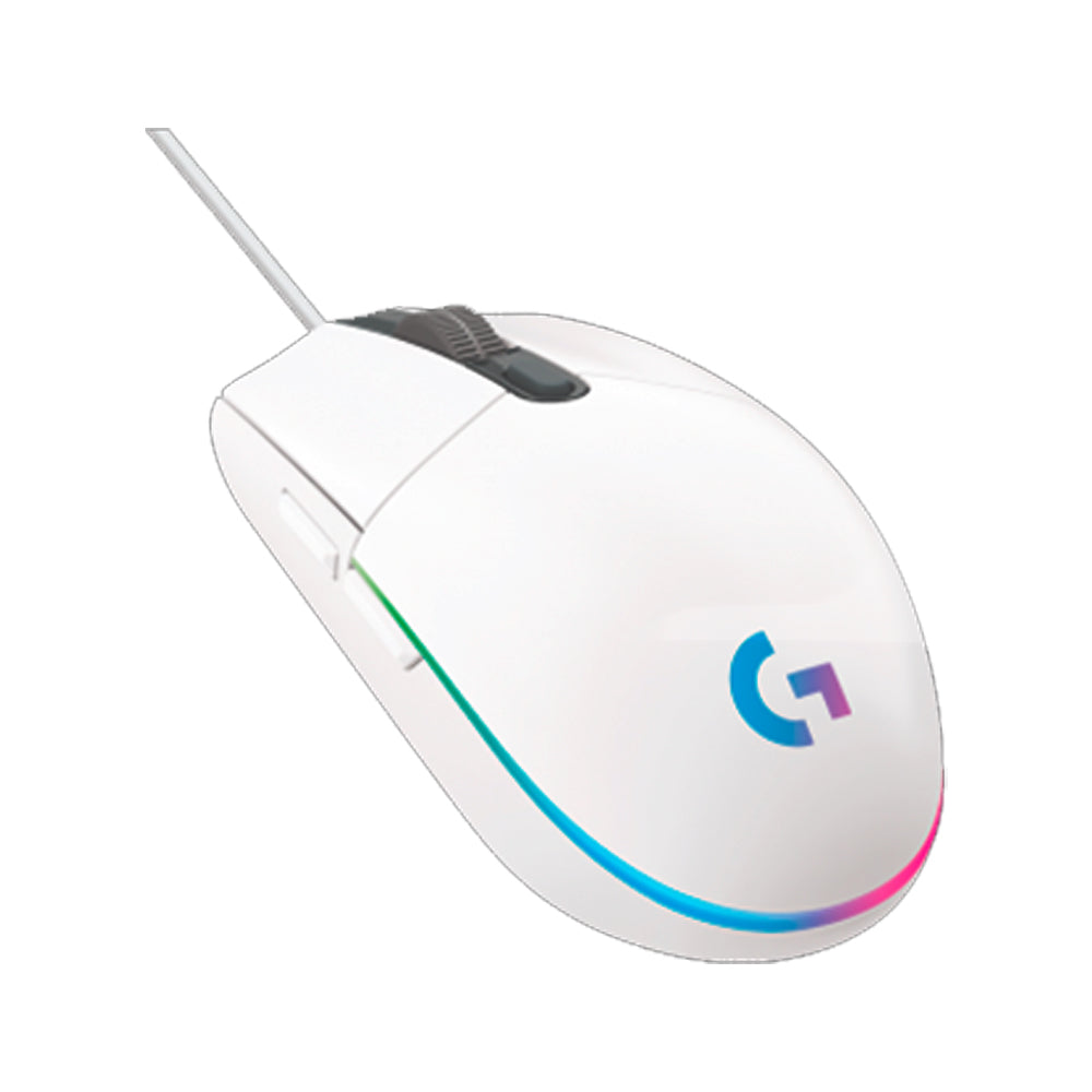 Mouse Gamer Logitech G203 LIGHTSYNC RGB, Efeito de Ondas de Cores, 6 Botões Programáveis e Até 8.000 DPI, Branco - 910-0
